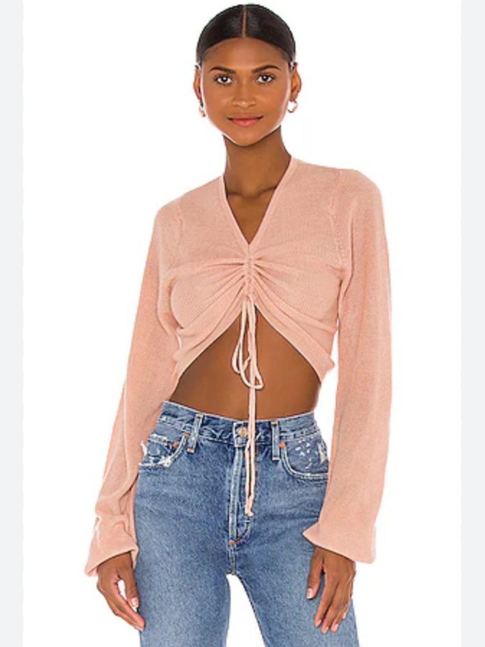 Beach Riot Kenzi Adjustable Tie Front Lightweight Sweater Rose Size Large - Picture 10 of 10